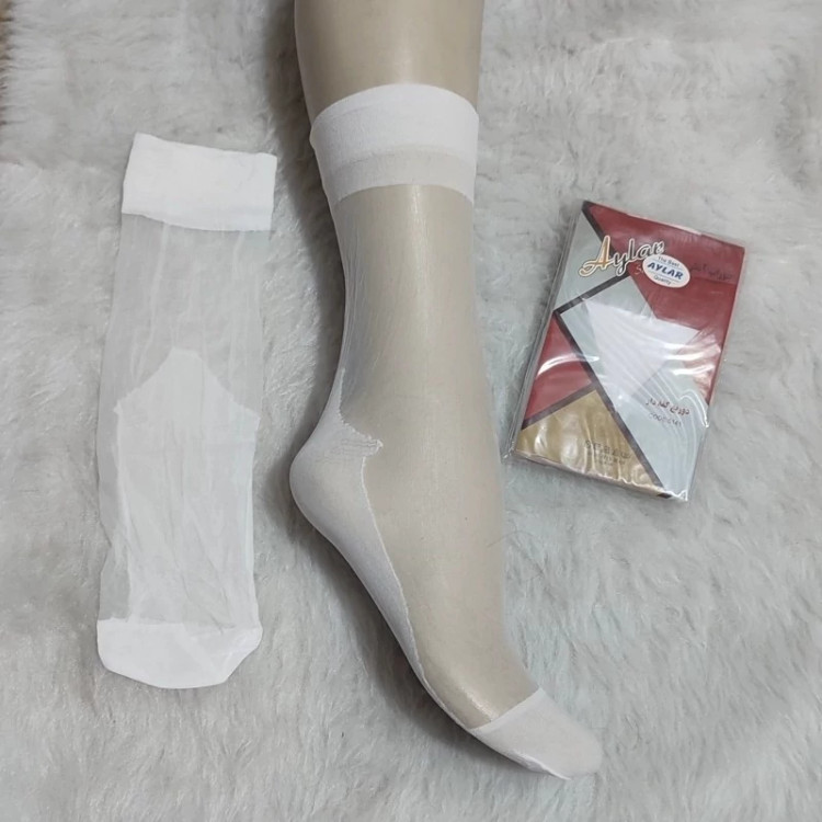 جوراب دوربع شیشه ای کفدار و بدون کف رنگ مشکی و کرم و سفید فری سایز مناسب 36 تا 40